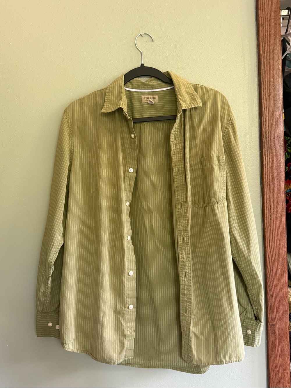 Sonoma Green Stripe Button-Down Shirt Men’s Size Medium